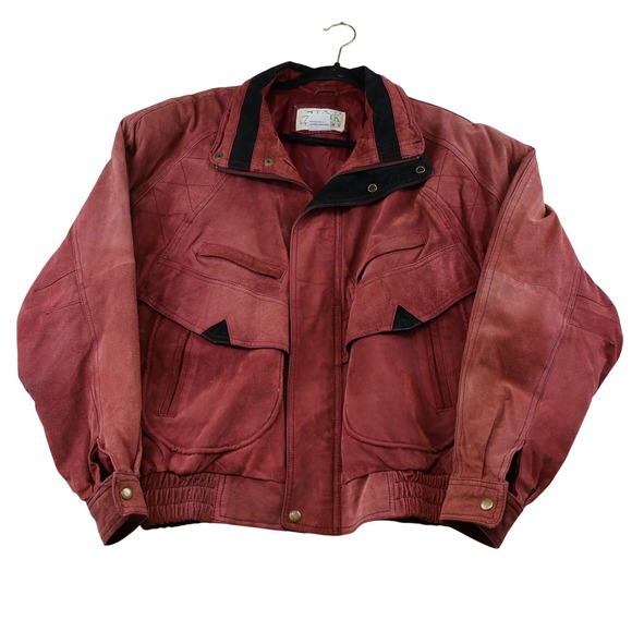 Ash Creek Trading Other - Ash Creek Trading Mens M Bomber Jacket Burgundy Red Suede Leather Vintage Zip
